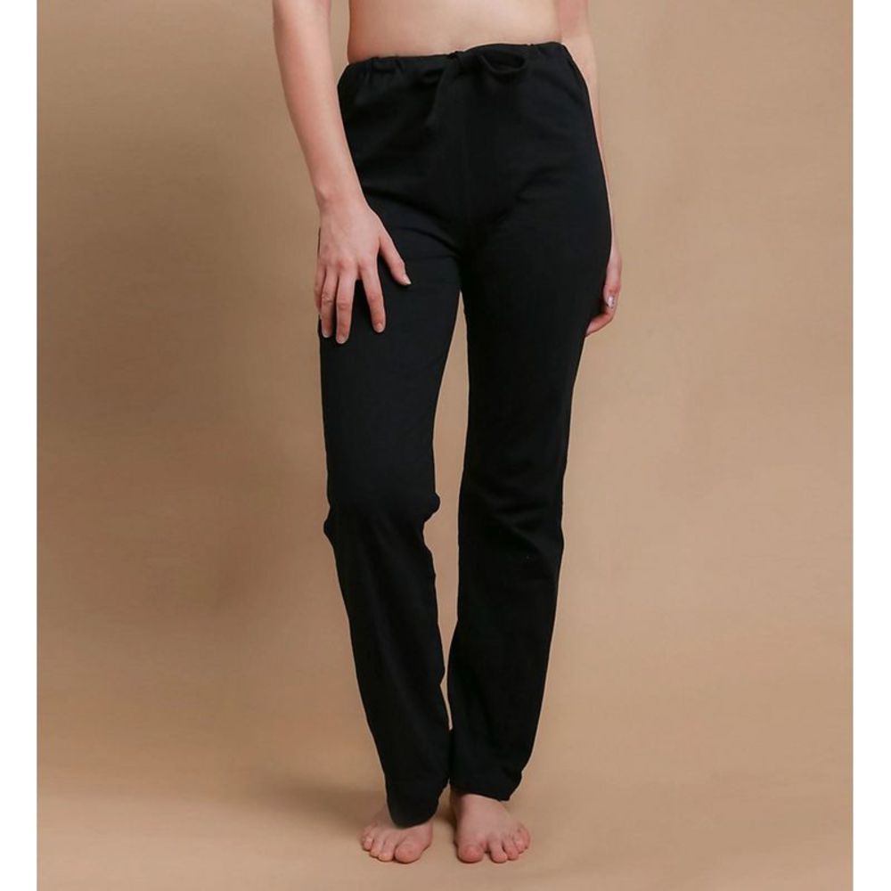 Cottonique Latex Free Organic Cotton Drawstring Lounge Pant -  Black  W12208